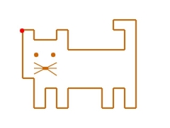 Graphic na pagdidikta at mga guhit sa mga cell Cat