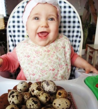 Quail eggs and baby